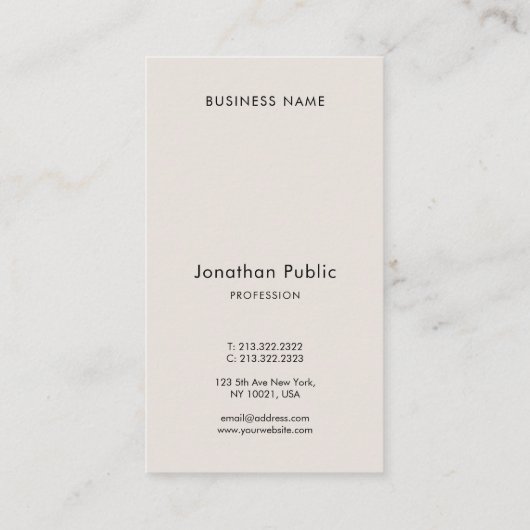 エレガントタイポグラフィ縦型ミニマルモダンリスト 名刺 (裏面)