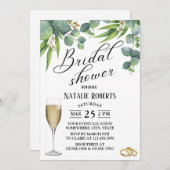 エレガントタイポグラフィ葉フローラブライダルシャワー 招待状 (正面/裏面)