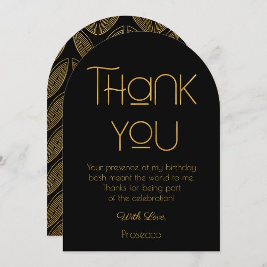 エレガントタイポグラフィ誕生日サンキューカード 招待状 (正面/裏面)