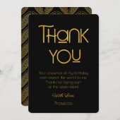 エレガントタイポグラフィ誕生日フォトサンキューカード 招待状 (正面/裏面)