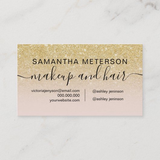 エレガントタイポグラフィ赤面イエロー金ゴールドグラデーショングリッター ロイヤリティカード (裏面)