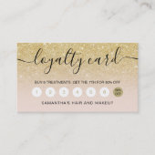 エレガントタイポグラフィ赤面イエロー金ゴールドグラデーショングリッター ロイヤリティカード (正面)