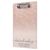 エレガントタイポグラフィ赤面バラ金ゴールドグラデーショングリッター クリップボード (左)