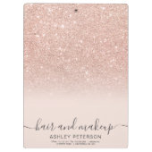 エレガントタイポグラフィ赤面バラ金ゴールドグラデーショングリッター クリップボード (裏面)