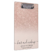 エレガントタイポグラフィ赤面バラ金ゴールドグラデーショングリッター クリップボード (右)