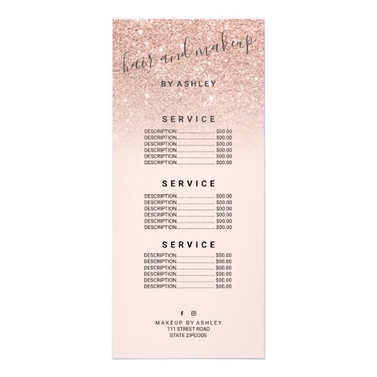 エレガントタイポグラフィ赤面バラ金ゴールドグリッターグラデーション ラックカード (裏面)