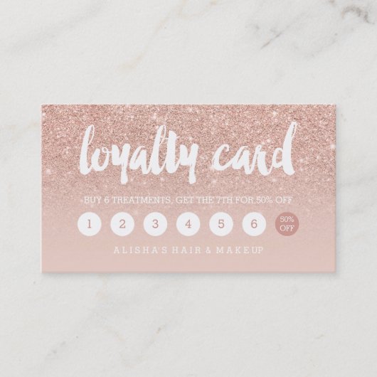 エレガントタイポグラフィ赤面バラ金ゴールドロイヤリティカード ロイヤリティカード (正面)