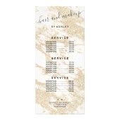 エレガントタイポグラフィ金ゴールドグリッター大理石ヘアメイク ラックカード (裏面)