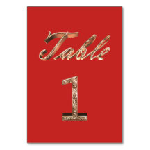 エレガントタイポグラフィ金ゴールドテーブルカード番号1