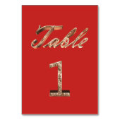 エレガントタイポグラフィ金ゴールドテーブルカード番号1 テーブルナンバー (裏面)