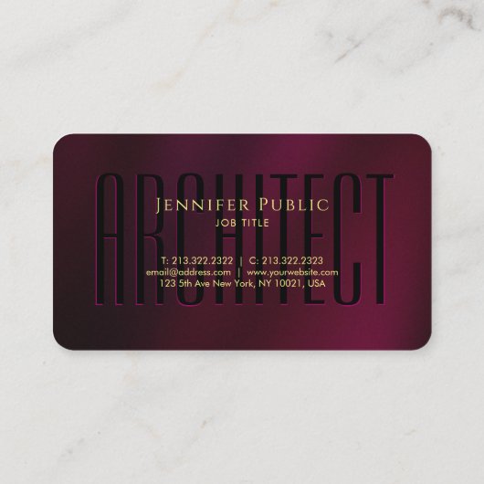 エレガントタイポグラフィ金ゴールド文字スクリプトLuxe Architect 名刺 (裏面)