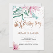 エレガントタイポグラフィ60日フローラ誕生会 招待状 (正面)