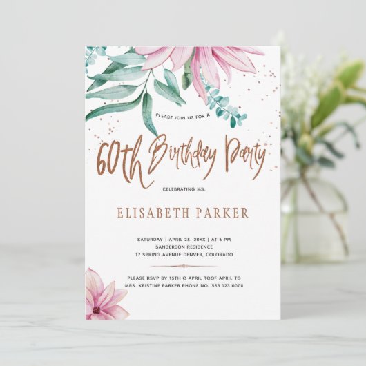 エレガントタイポグラフィ60日フローラ誕生会 招待状 (スタンド正面)
