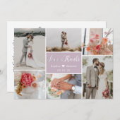エレガントタイポグラフィ6 Photo Collage薄紫結婚's サンキューカード (正面/裏面)