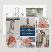 エレガントタイポグラフィ6 Photo Collage Navy結婚. サンキューカード (正面/裏面)