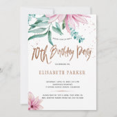 エレガントタイポグラフィ70日フローラ誕生会 招待状 (正面)