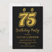 エレガントタイポグラフィ75歳の誕生日招待状 招待状 (正面)