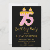 エレガントタイポグラフィ75歳の誕生日招待状 招待状 (正面)