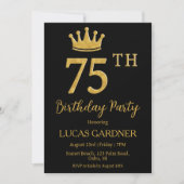 エレガントタイポグラフィ75歳の誕生日招待状 招待状 (正面)