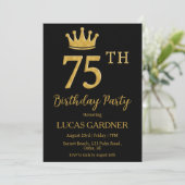 エレガントタイポグラフィ75歳の誕生日招待状 招待状 (スタンド正面)