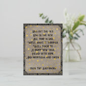 エレガントタイポグラフィ&スター素朴ズ新年の詩 箔シーズンポストカード (立ち正面)