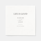 エレガントタイポグラフィ：人生は良いモダン結婚 スタンダードカクテルナプキン (正面)