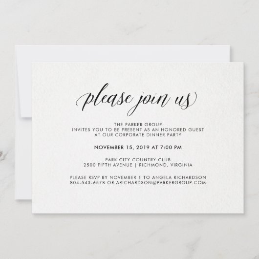 エレガントタイポグラフィ|企業のお祝い 招待状 (正面)