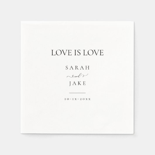 エレガントタイポグラフィ:愛は愛のモダン結婚の スタンダードカクテルナプキン (正面)
