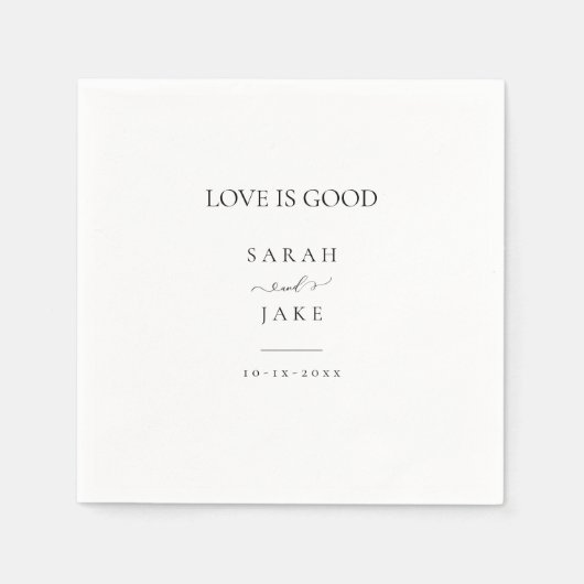 エレガントタイポグラフィ:愛は良いモダン結婚 スタンダードカクテルナプキン (正面)