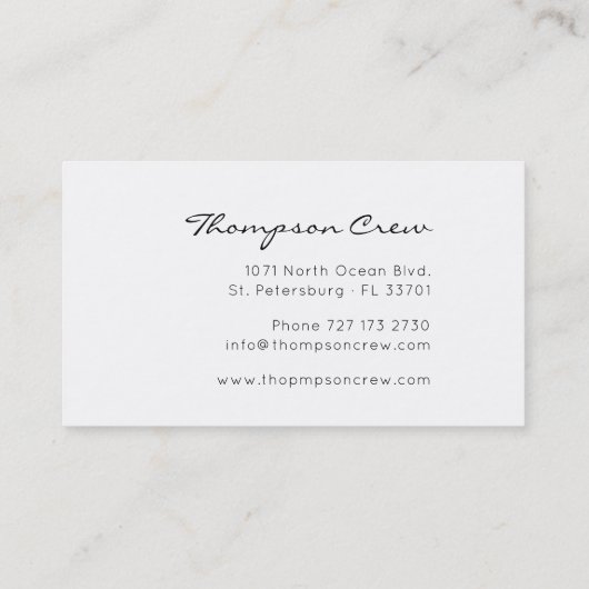 エレガントタイポグラフィ。手書きセーリングクルー名 名刺 (裏面)