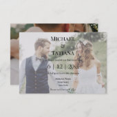 エレガントタイポグラフィrsvp qrコード2写真結婚の 招待状 (正面/裏面)