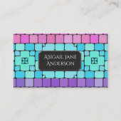 エレガントタイル – ピンク、アクア&パープル – カスタマイズ 名刺 (正面)