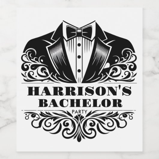 エレガントタキシドバウネクタイ学士号/誕生日 ワインラベル (シングルラベル)