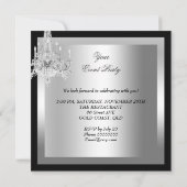 エレガントタキシードガウン銀白色パーティー 招待状 (裏面)