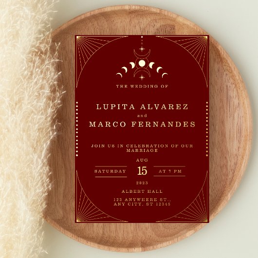 エレガントタロット金ゴールドレッド結婚マロ実在ーン 箔招待状