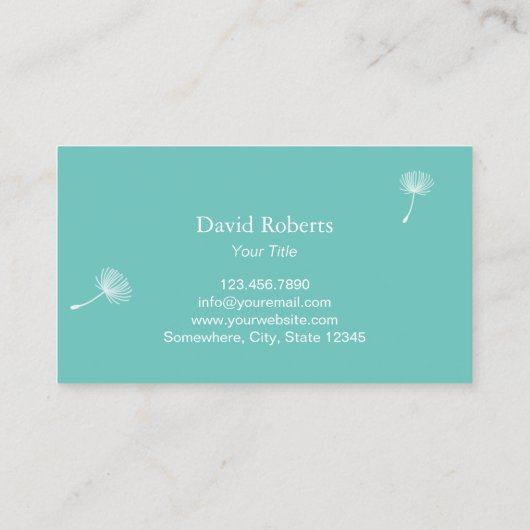 エレガントタンポポ光ティール（緑がかった色）撮影 名刺 (裏面)