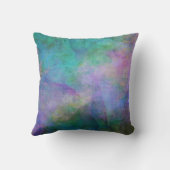 エレガントターコイズと紫色の水色抽象芸術 クッション (裏面)