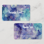 エレガントターコイズと紫色の水色芸術的 名刺 (正面/裏面)