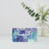 エレガントターコイズと紫色の水色芸術的 名刺 (スタンド正面)