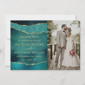 エレガントターコイズと金ゴールドの結婚Agateの写真 サンキューカード (正面)