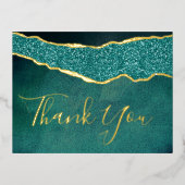 エレガントターコイズアゲ結婚テさん実在 箔招待状ポストカード (正面)