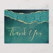エレガントターコイズアゲ結婚ートありがとう 案内ポストカード (正面)
