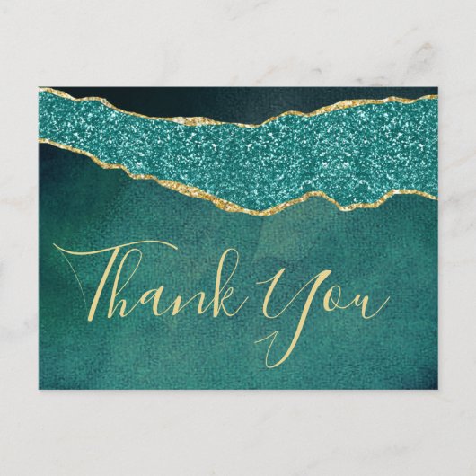 エレガントターコイズアゲ結婚ートありがとう 案内ポストカード (正面)