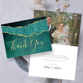 エレガントターコイズアゲ結婚ートサンキューカード サンキューカード