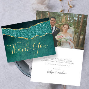エレガントターコイズアゲ結婚ートサンキューカード サンキューカード