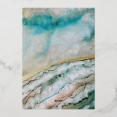 エレガントターコイズアンド金ゴールド流木ビーチ結婚式 箔招待状 (裏面)