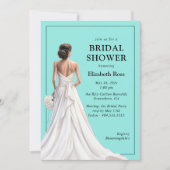 エレガントターコイズウェディングドレス ブライダルシャワー 招待状 (正面)