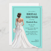 エレガントターコイズウェディングドレス ブライダルシャワー 招待状 (正面/裏面)