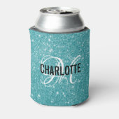 エレガントターコイズグリッターモノグラム名 缶クーラー (缶裏面)