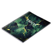 エレガントターコイズグリーンマーブルフェイク金ゴールドグリッター ノートブック (左側)